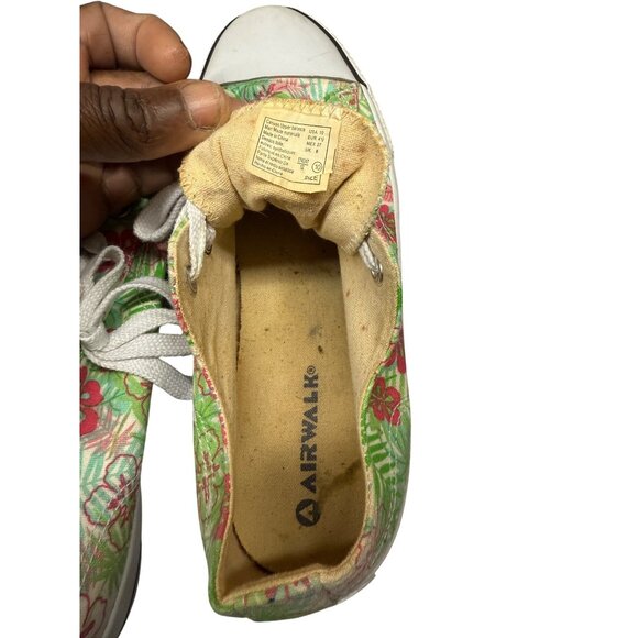 Airwalk Womens Floral Canvas Sneakers Size 10 White/Green With Pink Accents (174 - Picture 3 of 7